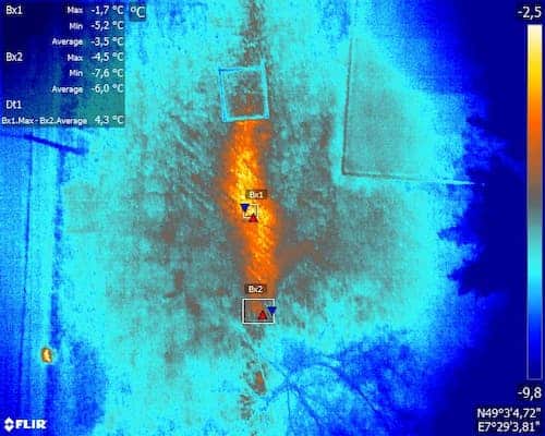 Thermogramme précis sur un défaut thermique dans un réseau de chaleur